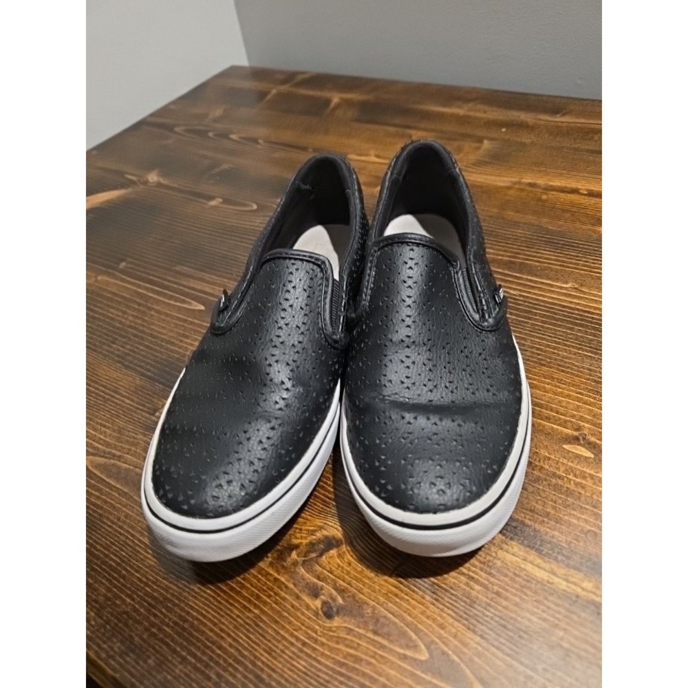 VANS Women's Sneakers Size 8.5 UK 6 Black Leather Slip On Skate Shoes‎ 721356 - Picture 4 of 13